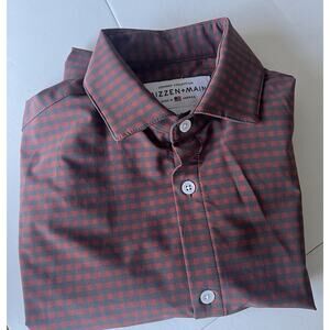 Mizzen+Main Leeward Collection Small Trim Fit Red / Black Check Button Up Shirt